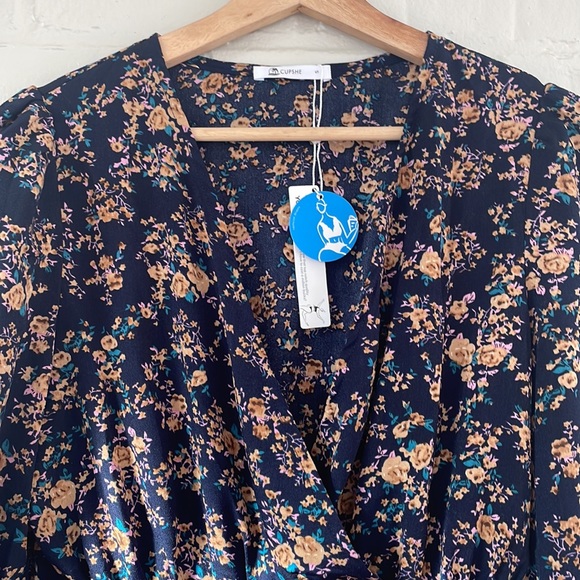 Cupshe Alison Ditsy Floral Peasant Sleeve Mini Dress - Picture 9 of 11
